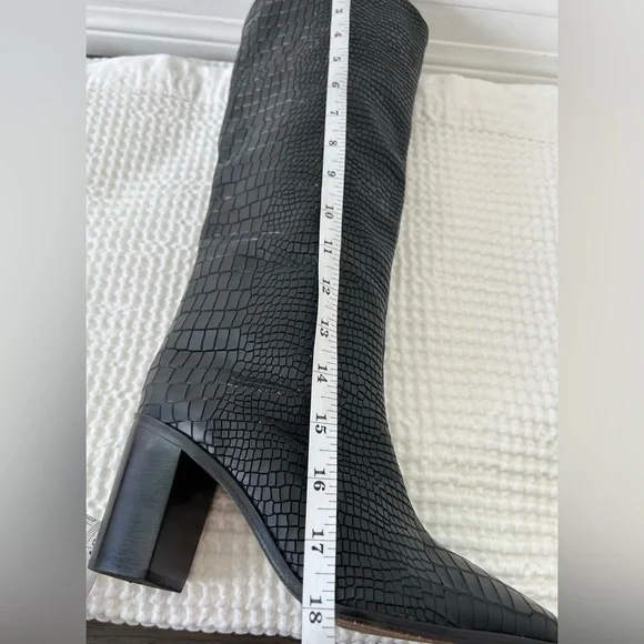 SCHUTZ - Maryana Crocodile Embossed Knee-High Block Boot Size 5 - Picture 10 of 13